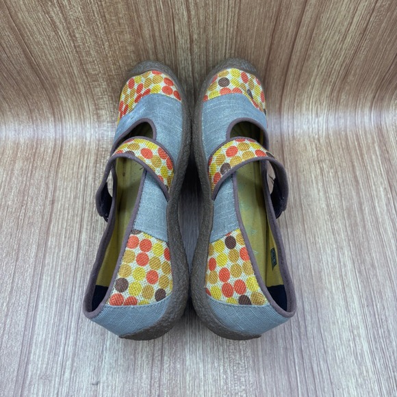 Keen Harvest Mary Jane Flats Gray Polka Dot Womens 10 Canvas Hook Loop Shoes - Picture 6 of 8